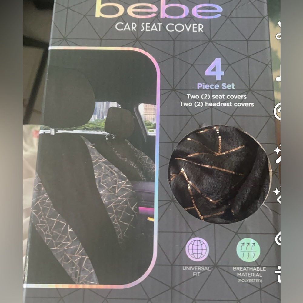 New Bebe car seat covers 4 piece set gold stripes print